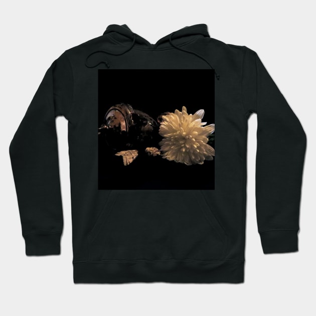 Moth, Shell, and Florals - Baroque Inspired Dark Still Life Photo Hoodie by GenAumonier